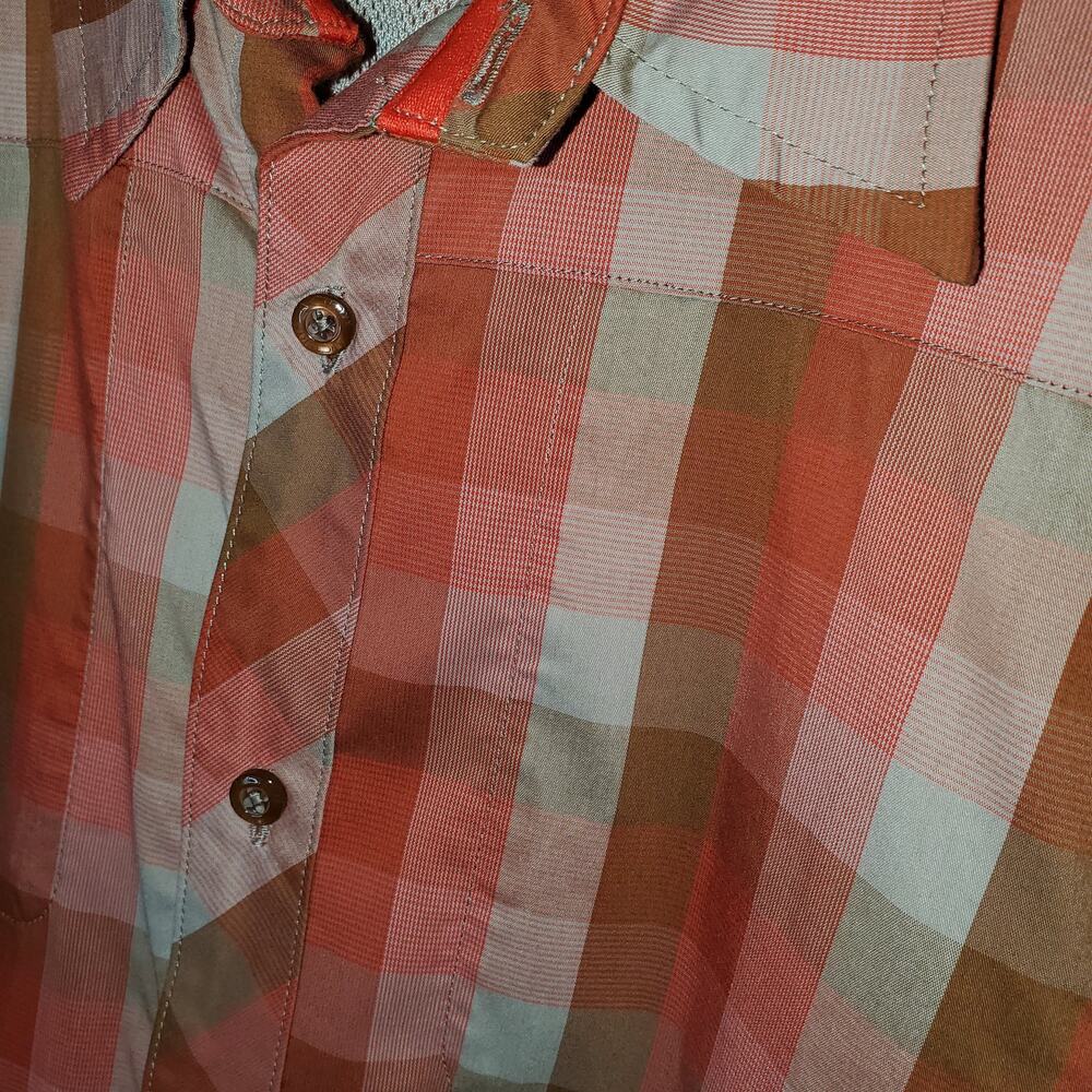 Arc'teryx Plaid Hiking Trail Shirt Side Zips Men's L Orange Pink Outdoor - Picture 2 of 8